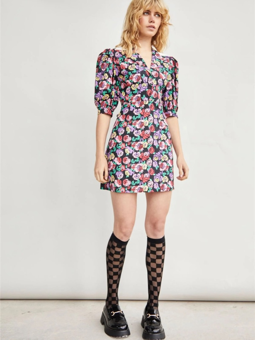 Glamorous mini floral multi color dress size 10 dark romantic